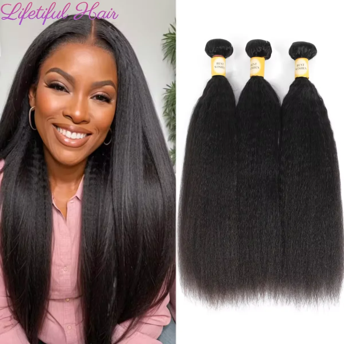 28 30 Inch Kinky Straight Human Hair Bundles Brazilian Yaki Bundles 100% Human Hair Extensions Raw Hair Bundles Fast Shipping