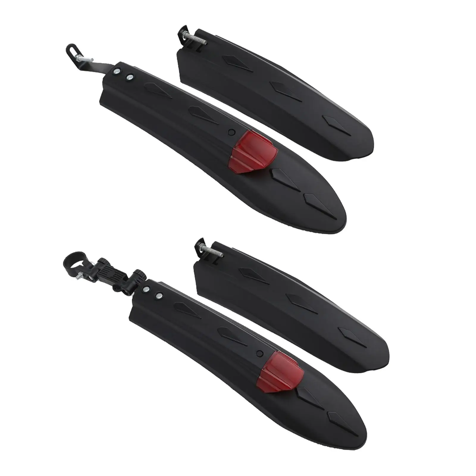 Bike Mudguard Front Rear Set Lengthen Widen with Tail Light Front Rear Fenders