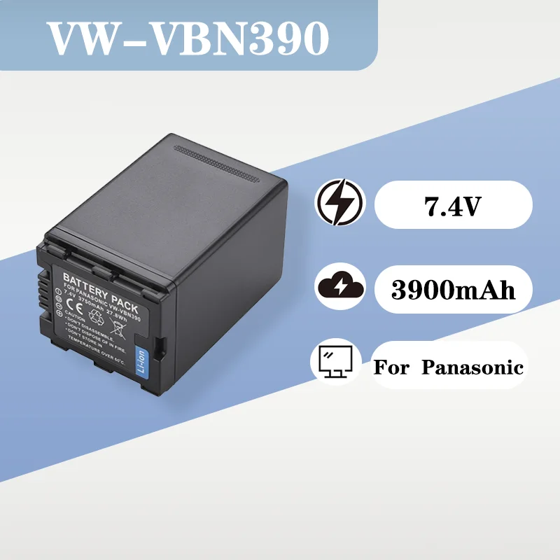 Rechargeable Lithium Ion Battery Pack VW VBN390 7.4V 3900mAh For Panasonic Digital Camera And Camcorder