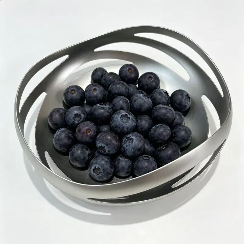 Matte light luxury stainless steel fruit plate Nordic creative fruit basket home living room ornament simple