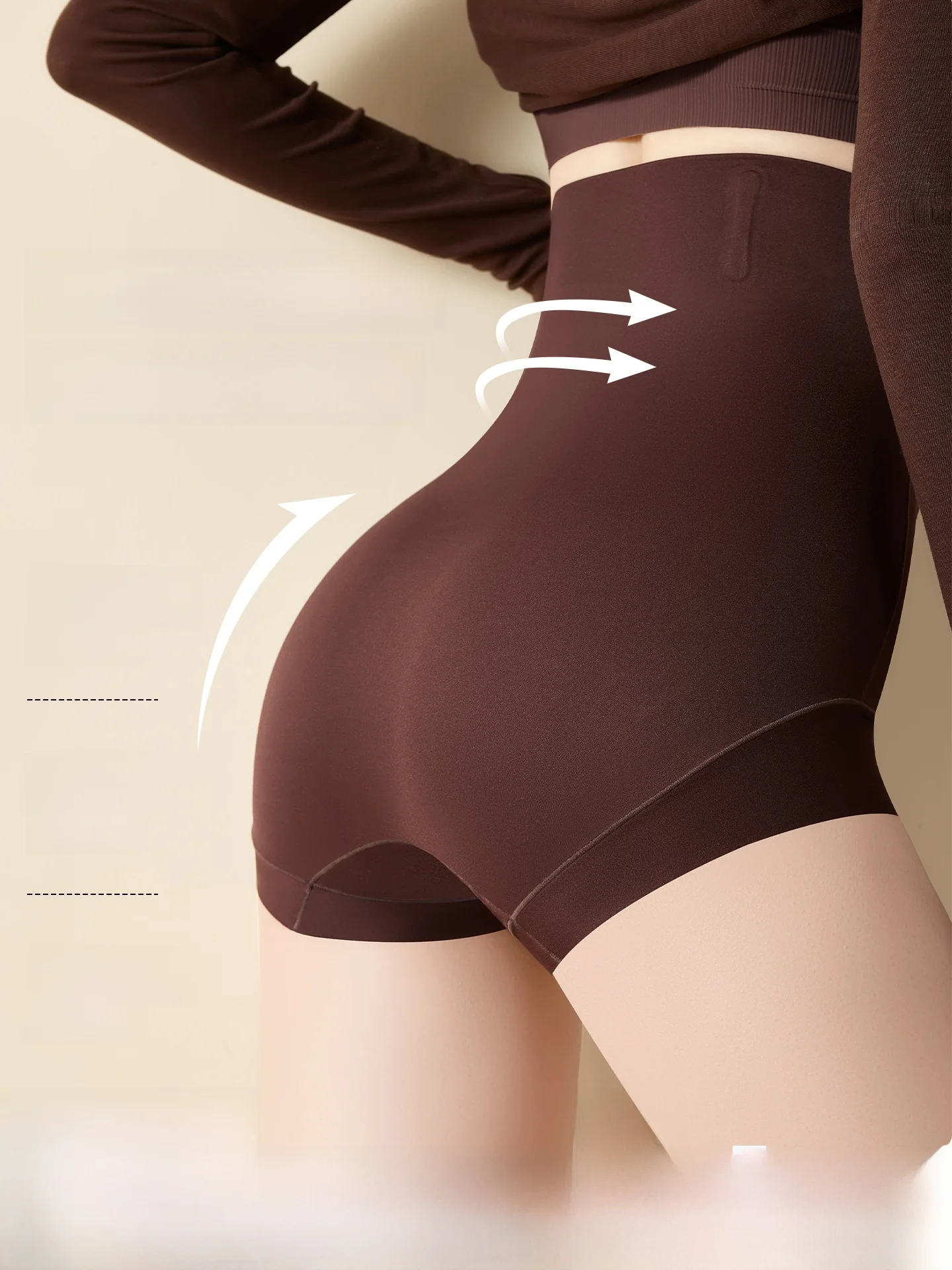 High-Waist Seamless Abdomen Control Panties Women's Postpartum Body Shaping Underwear Hip-Raising Fitness Exercise Home Wear