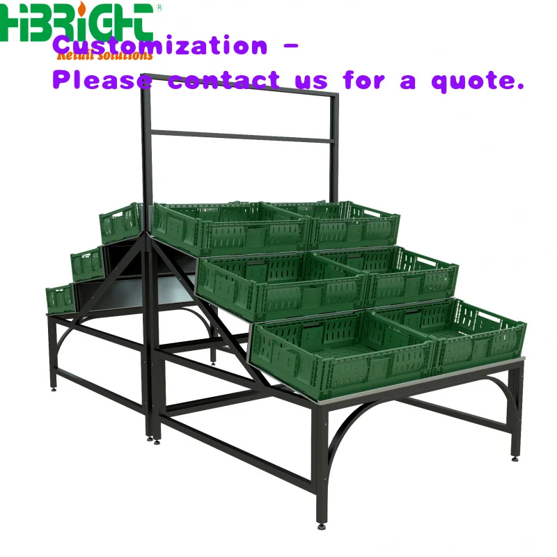 custom.Hot Sale Heavy Duty Double-Sided Multi-Layer Supermarket Shelf Retail Store Display Fruit Vegetable Stand Racks 50-150kg/