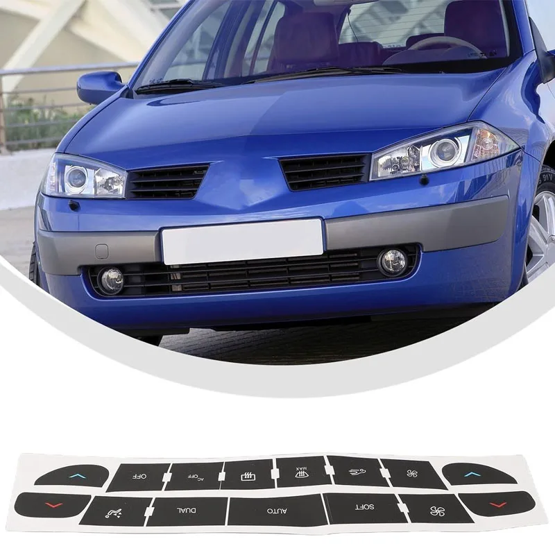 

Подходит для Renault Megane, наклейки для ремонта кнопок панели управления аудиосистемой и кондиционером, декоративные наклейки, аксессуары для интерьера.