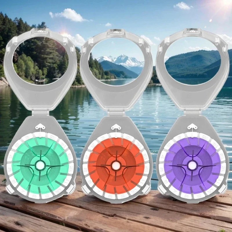 1P-Multifunctional Fishing Main Line Storage Box Winding Board Round Anti-reversal Device Portable Clear Lid Fishing Accessories