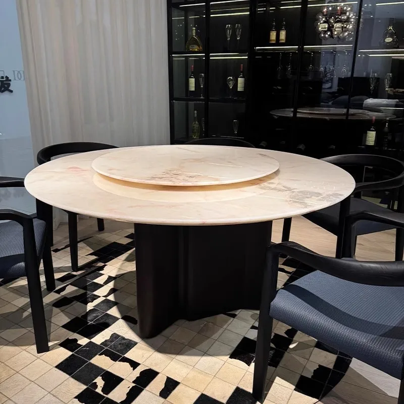 Imported rainbow luxury stone dining table designer marble dining table large round table