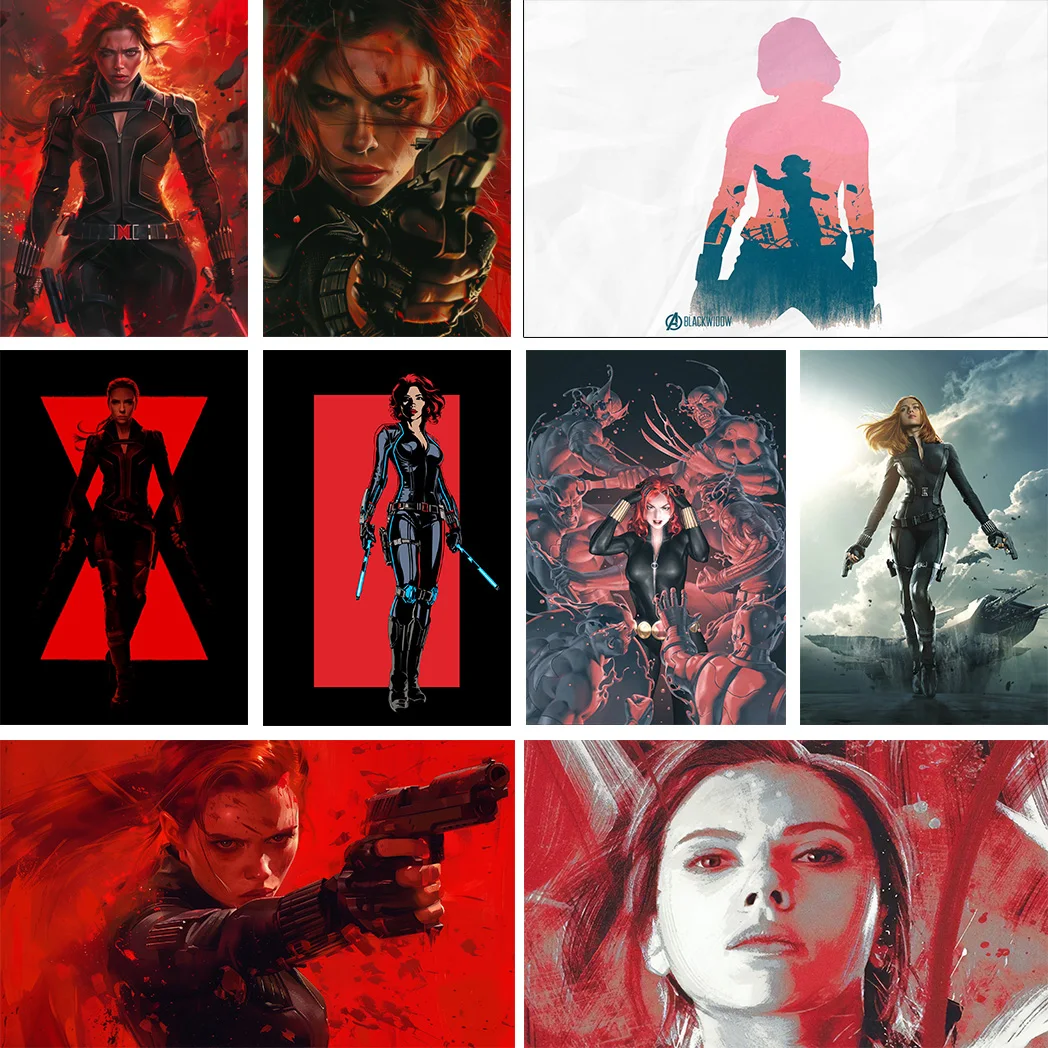 MINISO Marvel's Superhero Black Widow Movie Poster, decoración del hogar, pintura en lienzo, sala de estar y dormitorio, cien carteles artísticos de pared
