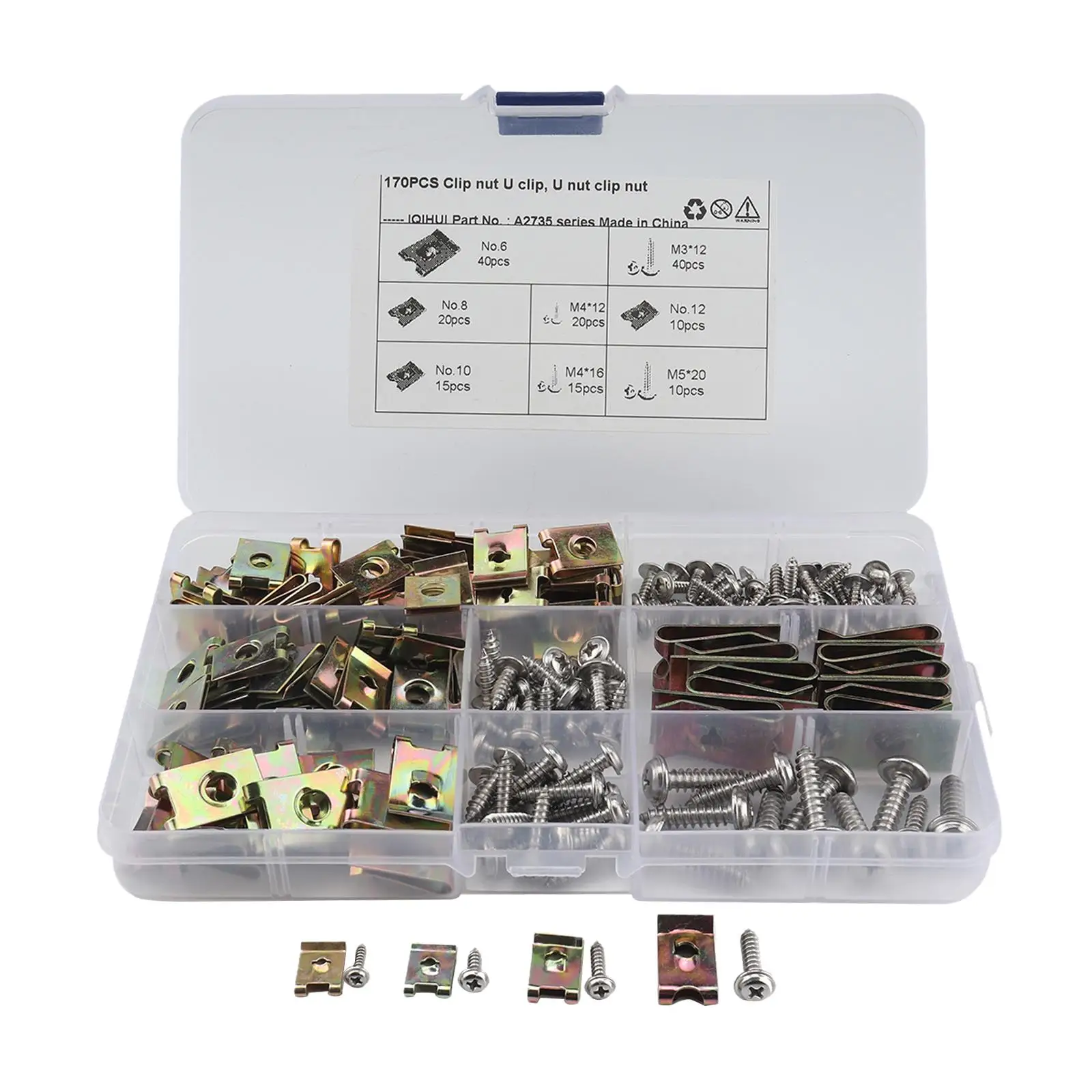 170Pcs U Type Clip Nut and Screw Assortment Kit Accessories for Wheel