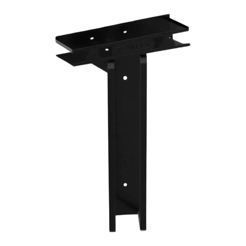 Black Bathroom Towel Rack Wall Mounted with Shelf Steel Construction 40cm Tall Towel Air Drying Rack for Humid Spaces