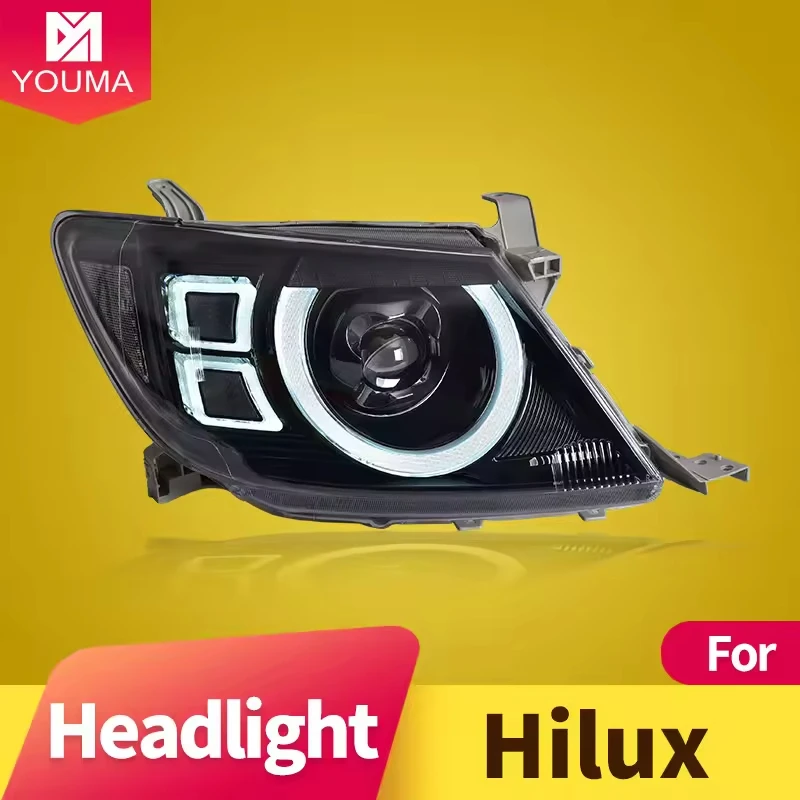 For Toyota Hilux Headlight Assembly 2008-2011 Dual Beam Lens DRL LED Turn Signal Upgrade Kit Enhanced Nighttime Visibility