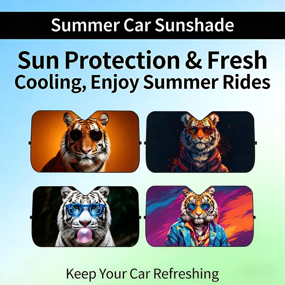 

WWacky 3DRendered ZZebra Wearing Sunglasses Sun Visor Retractable Car Windshield Sun Shade UV