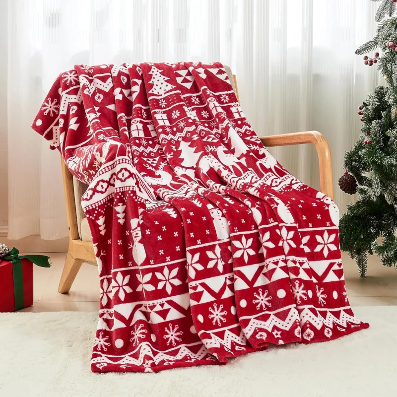 

Christmas blanket with ultra soft flannel cover suitable for sofas and beds, holiday themed warm winter blanket 60inx50in