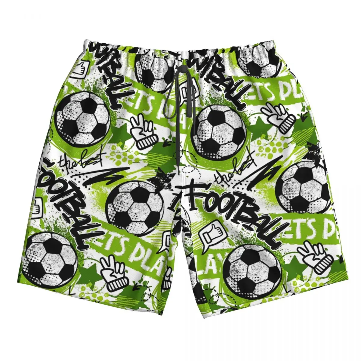 Football Graffiti Pattern Trunks Beach Board Shorts Casual Quick Dry Swim Summer Men Pants