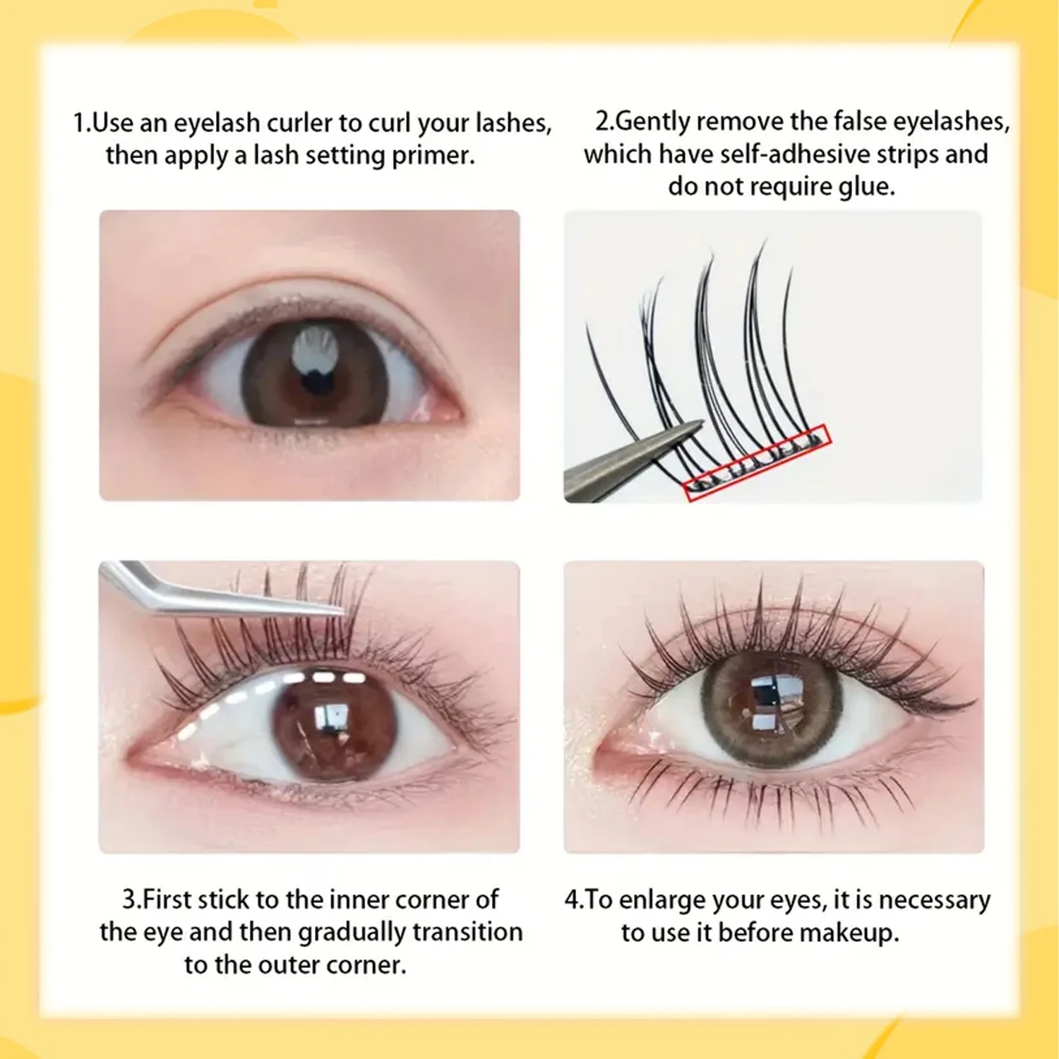Selbstklebende Wimpernbüschel, Press-On-Wimpern 11-12 mm, C-Curl Einzelwimpern, ultradünn und leicht, 60 Stück, einfach anzubringen und zu entfernen, geeignet für Anfänger. – Detail 6