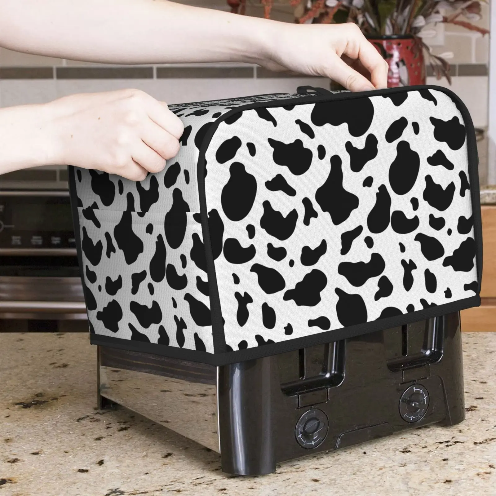 Cow Pattern 2/4 Slice Toaster Bakeware Cover Protector Dustproof Kitchen Clean Tools Organizer