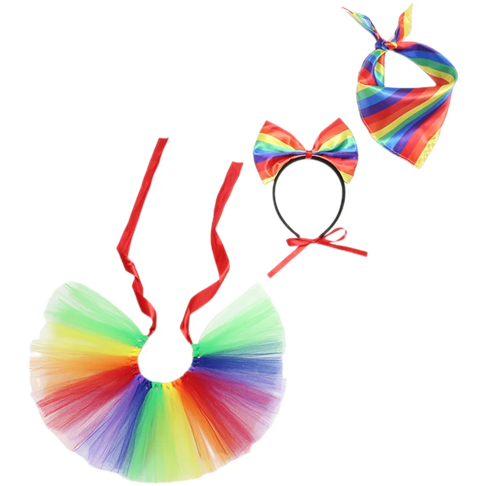 

Pride Month Decorations Puppy Dog Skirt for Small Dogs Girl Tutu Textured Plastic Rainbow Scarf Triangle Bandana Headband Dress