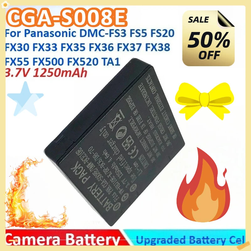 

1250mAh 3.7V CGA-S008E VW-VBJ10E Camera Battery +Charger For Panasonic DMC-FS3 FS5 FS20 FX30 FX33 FX37 FX38 FX55 FX500 FX520