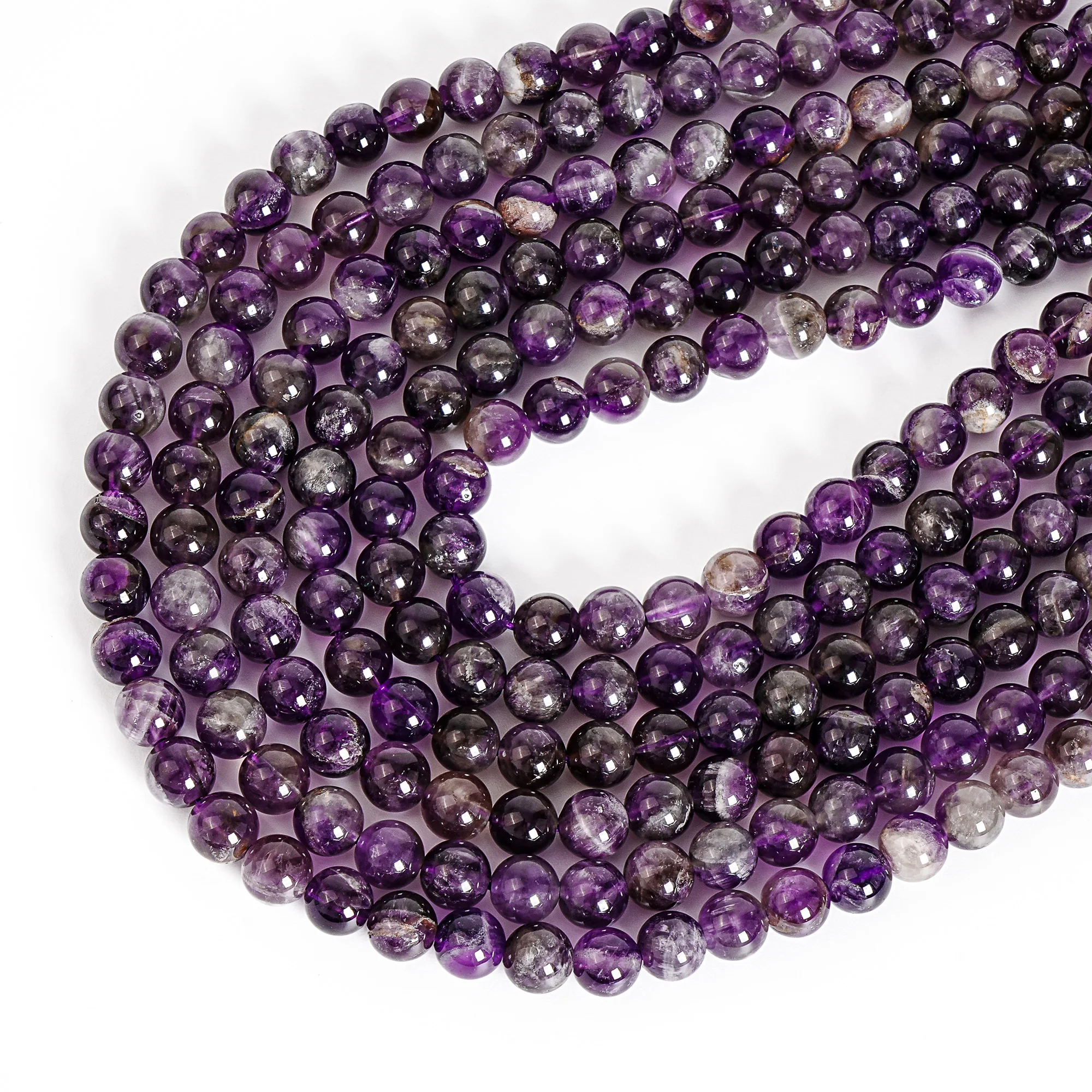 NATURAL STONE BEADS 8MM PURPLE AMETHYST SMOOTH ROUND LOOSE BEAD FOR DIY JEWELRY MAKING BRACELET NECKLACE HEALING ENERGY GIFT