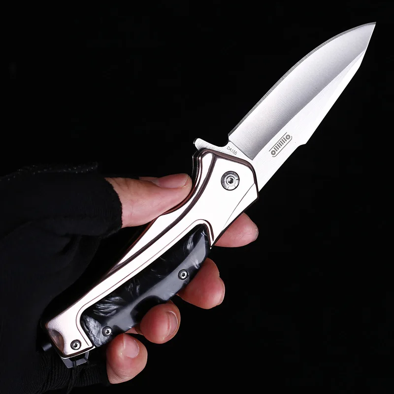 Resin Handle Folding Knife Portable Outdoor Camping Survival Height Hardness Steel Multifunctional Knives Hunting and Fishing