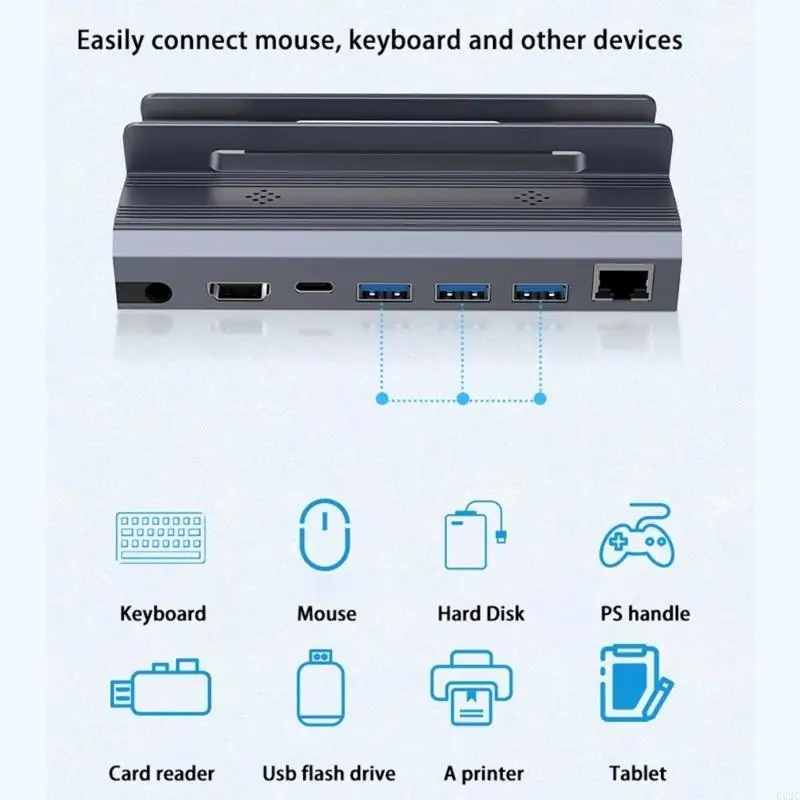 6 in 1 for Steam Deck Docking Station Stand 3xUSB 4K@60Hz Gigabit Eth K92C