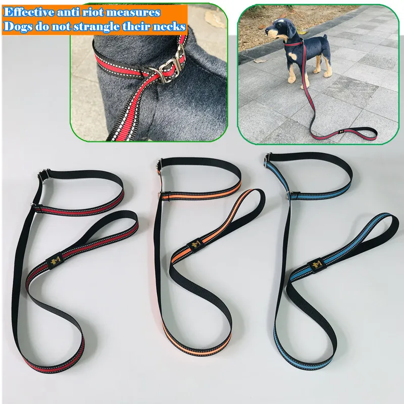 Adjustable Loop Collar Training Leashes Dog Leash Slip Rope Lead Leash Duty Reflective webbing  for Large Dogs Explosion-proof