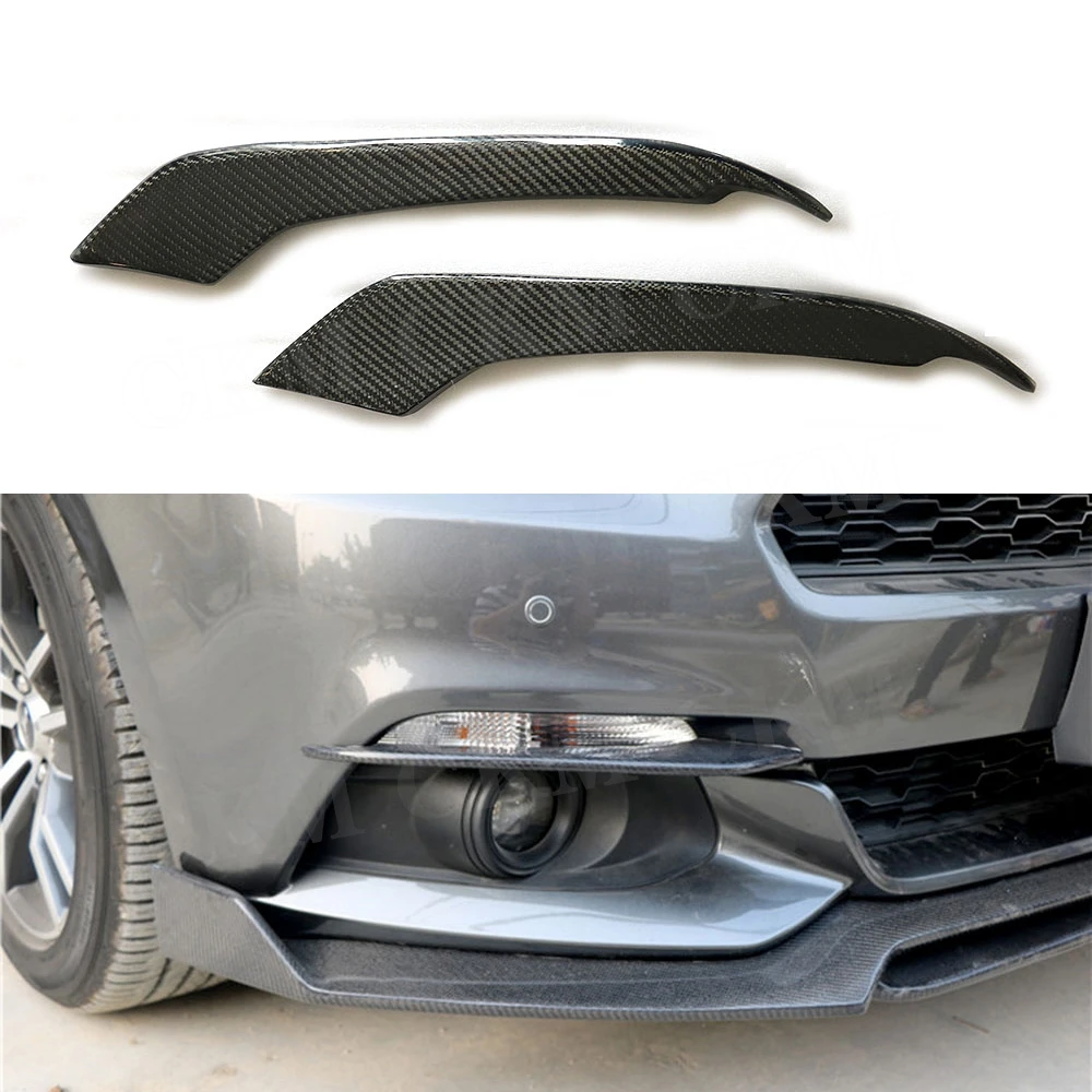 

CKMUUER Carbon Fiber For Ford Mustang GT V8 V6 GT350R Coupe 2015 2016 2017 Front Bumper Headlight Vent Trims