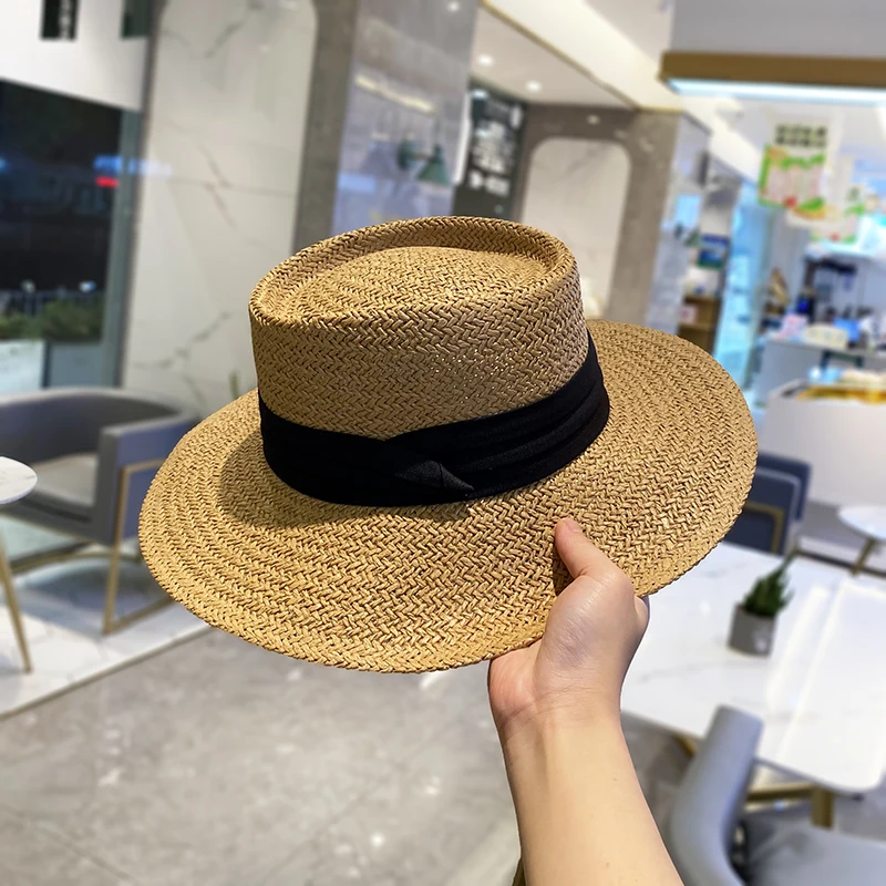 Vacation Trip Beach Hat Summer Net Red British Wind Straw Hat Woman Seaside Play Large Eaves Light Luxury Small Sunshade Hats