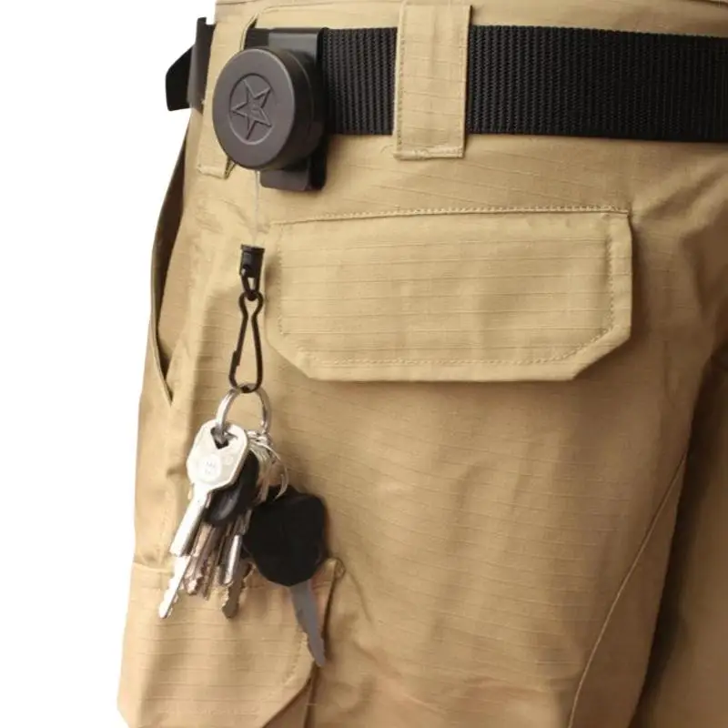 Diebstahlsicherer, einziehbarer Schlüsselanhänger mit Gürtelclip, Stahlseil und hochelastischem Schlüsselring – Detail 8