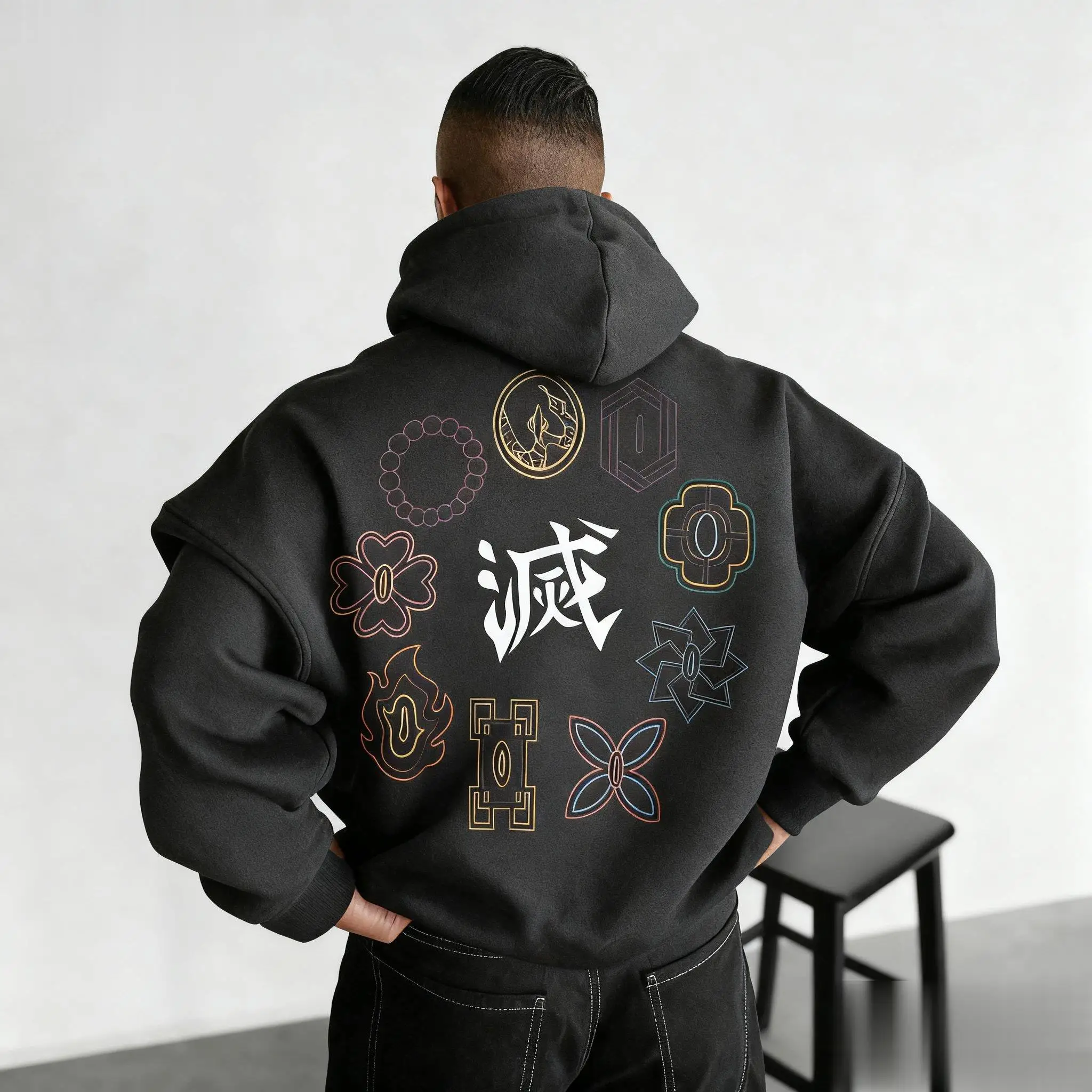 Demon Slayer Streetwear Uomo Donna Felpa con cappuccio Pullover Anime Stampa Felpa casual oversize Maglione con cappuccio grafico moda Autunno