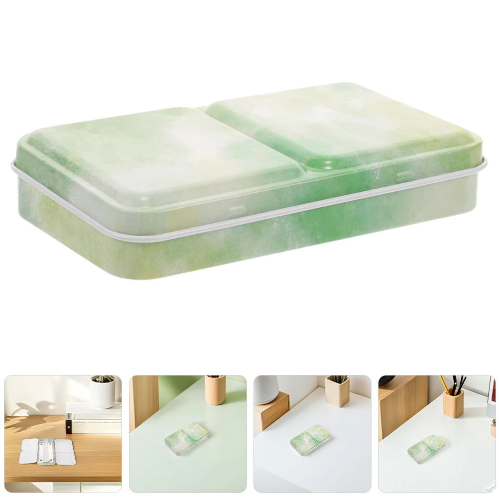 

2Pcs Portable Watercolor Palette Box Foldable Iron Case Built-in Mixing Tray Solid Pigment Travel Paint Kit Artist Supplies