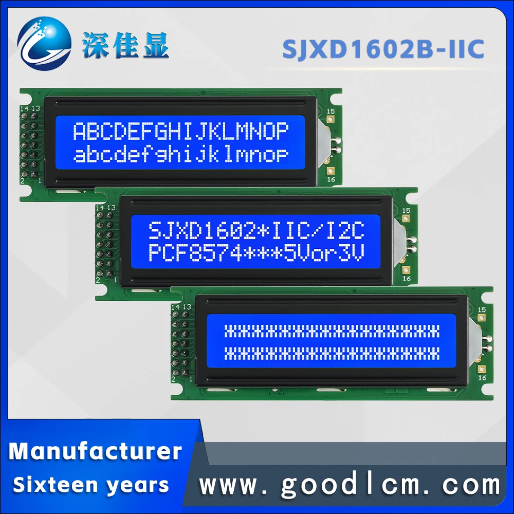 Russian character screen IIC/I2C Interface SJXD1602B-IIC STN Blue Negative 16X2 LCD Screen Character LCM Display Module