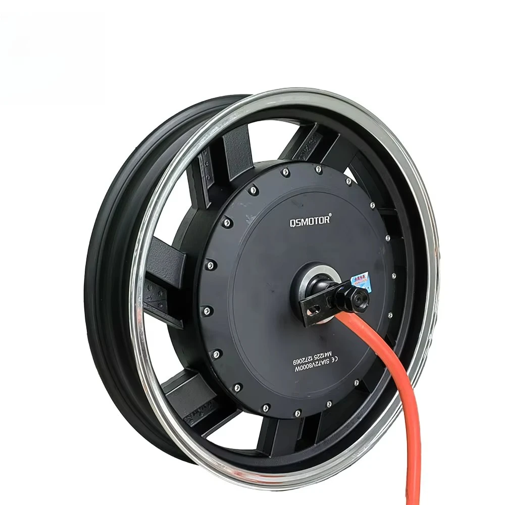 

QSMOTOR 17X3.5inch 8000W V3 72V/96V New IP66 Waterproof Brushless Hub Motor for High Speed Electric Scooter (120-150KPH)