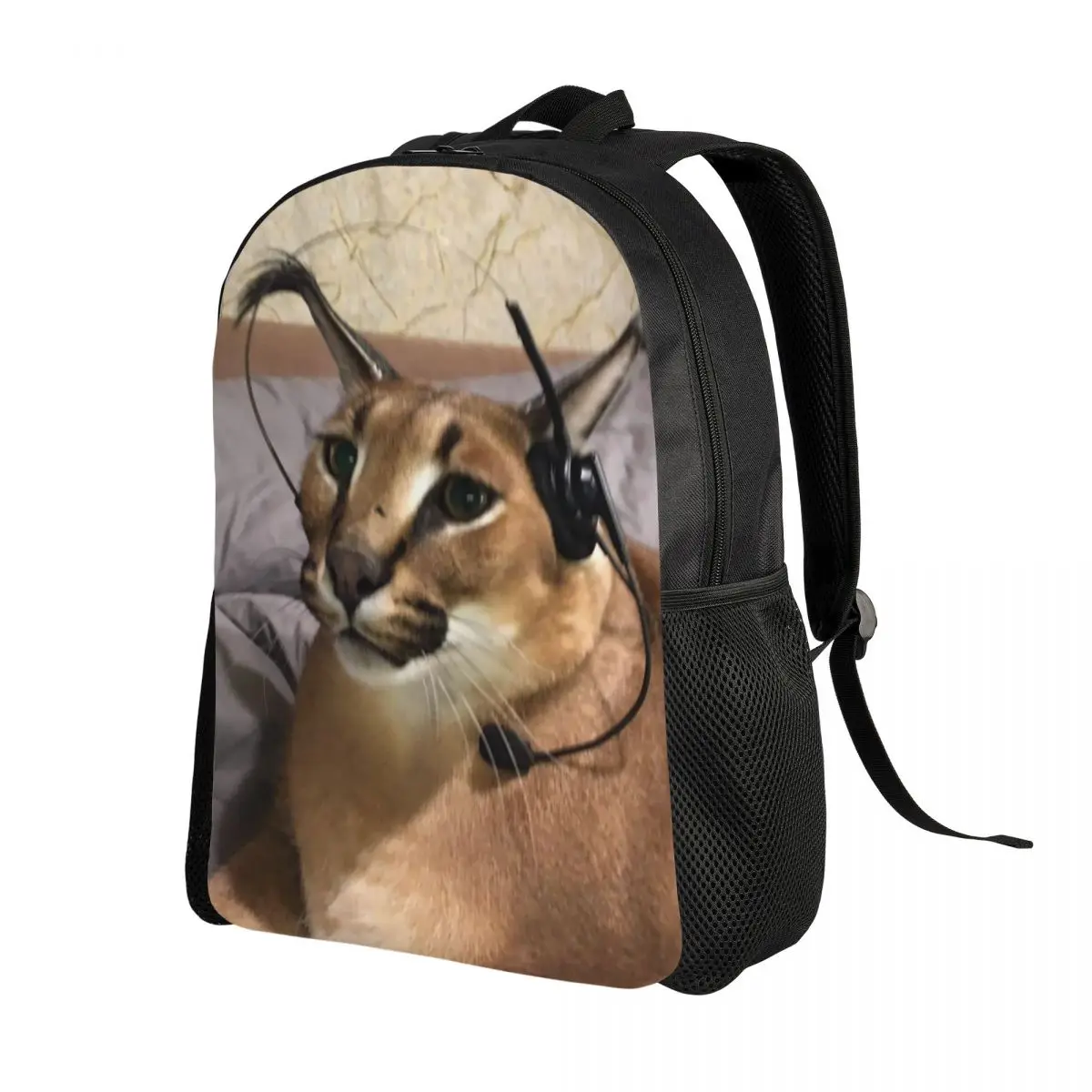 

Big Floppa Backpack for Women Men Waterproof College School Funny Caracal Cat Bag Printing Bookbag