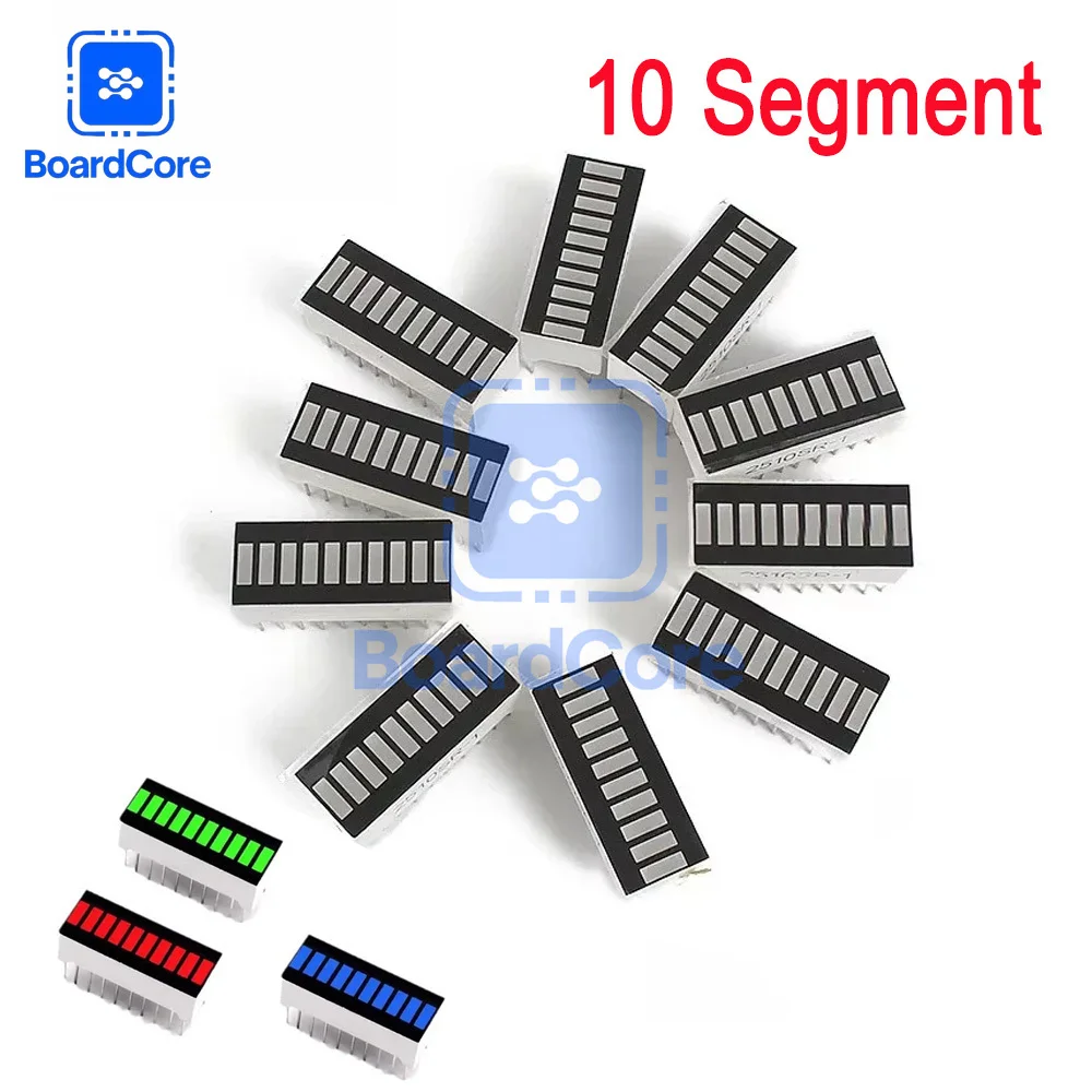 10 unidades/lote Display de Barra de LED de 10 Segmentos Vermelho Amarelo Verde Azul Módulo de Exibição de Capacidade de Bateria LED ﻿