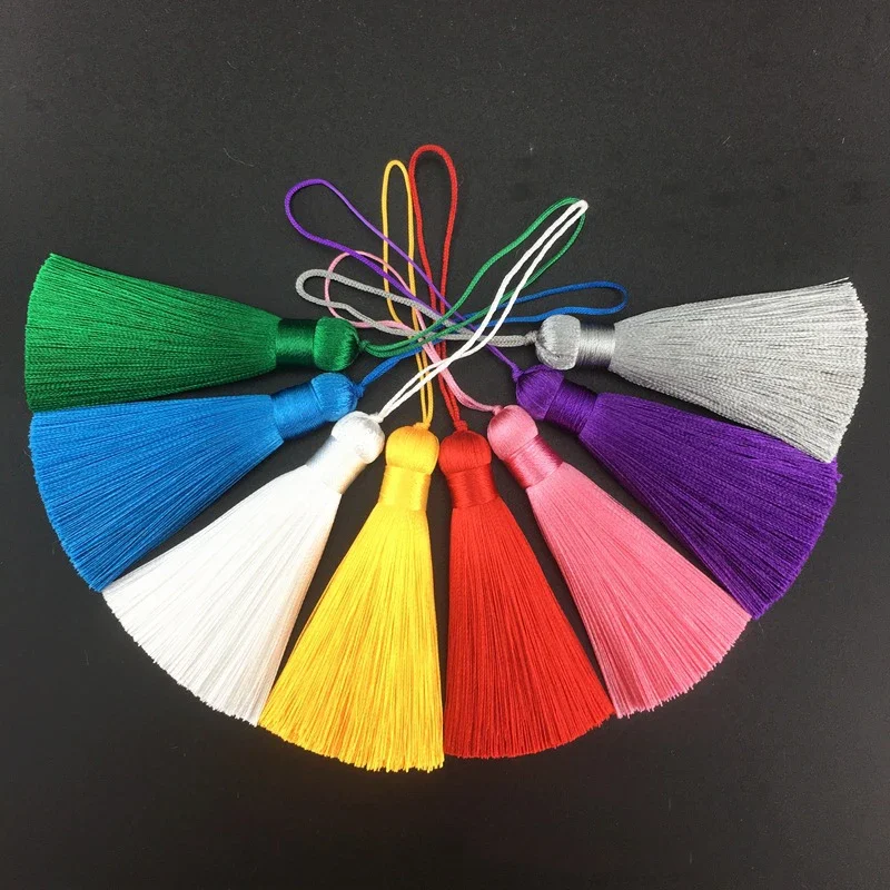 10pcs Silk Tassel 8cm Handmade Soft Craft Tassels with Cord Loop Hanging Tassel DIY Jewelry Making Keys Crafts Decor Accessories