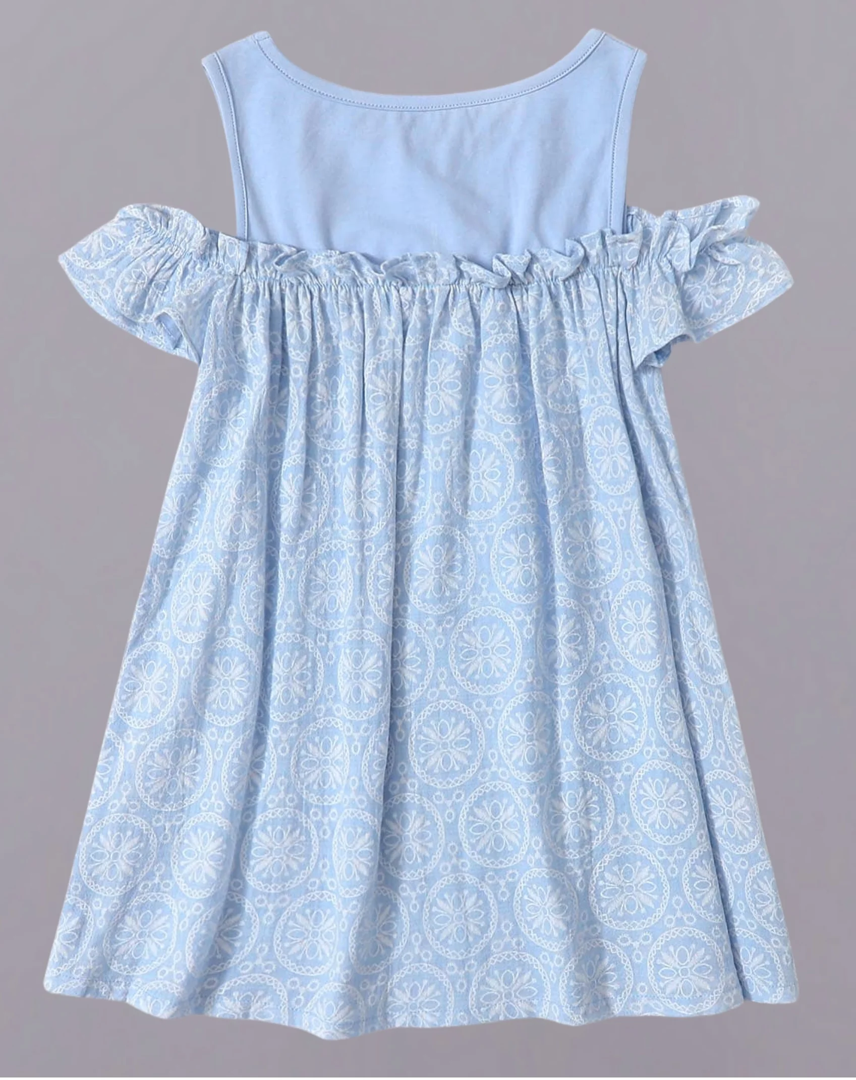 Girls\' summer fresh blue lace dress - cool sleeveless design, elegant patterned skirt