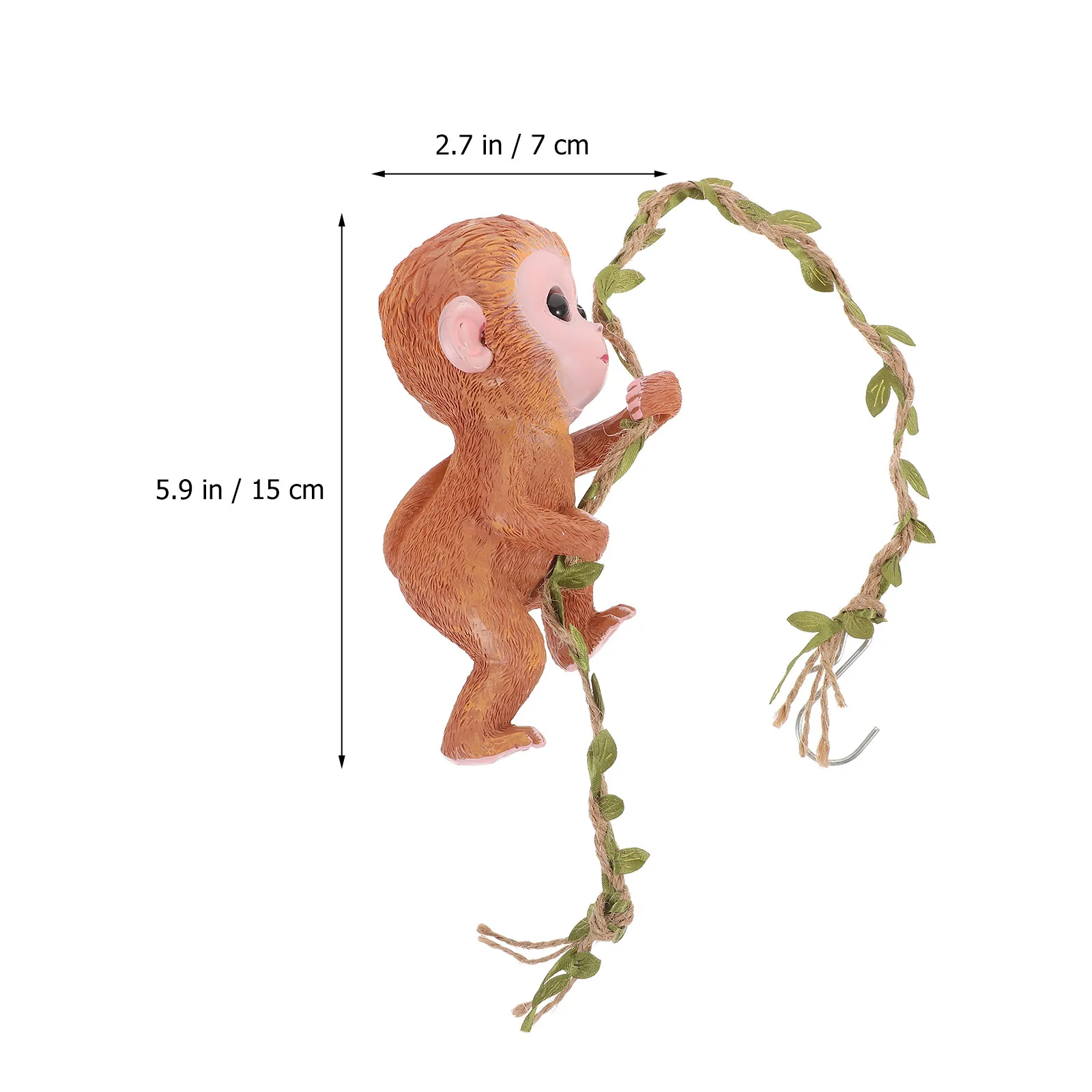 Hanging Monkey Ornament – Lifelike Resin & Hemp Rope Garden Decor for Trees, Courtyard, Outdoor, Portable