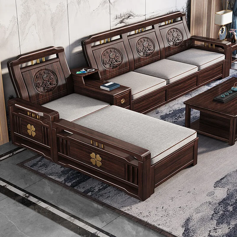CZ Neue Chinesische Stil Massivholz Sofa Lila Sandelholz Kombination Kleine Wohnung Moderne Einfache Wohnzimmer Holz Möbel