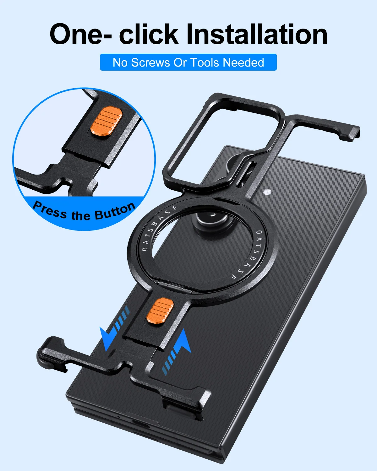 

Oatsbasf Frameless Phone Case for Samsung Galaxy Z TriFold Metal Magnetic Phone Cover with 360° Rotatable Kickstand Slim Cool
