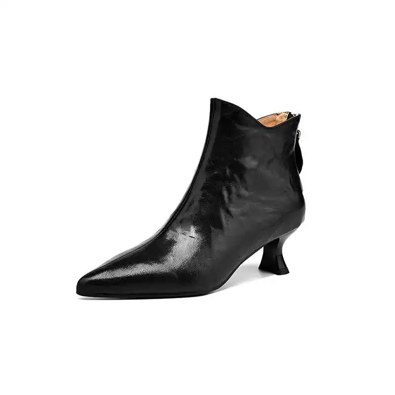2026 Spring Vintage Pointed Toe Women Ankle Boots Fashion Thick Heel Shoes Concise Short Botas De Mujer