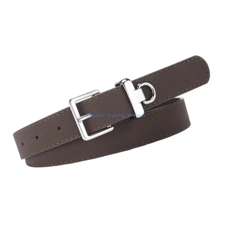

97QE Classical Women's PU Leather Belt with Frosted Looking Pin Buckle Designs Waisdband for Jeans and Dress All Matching