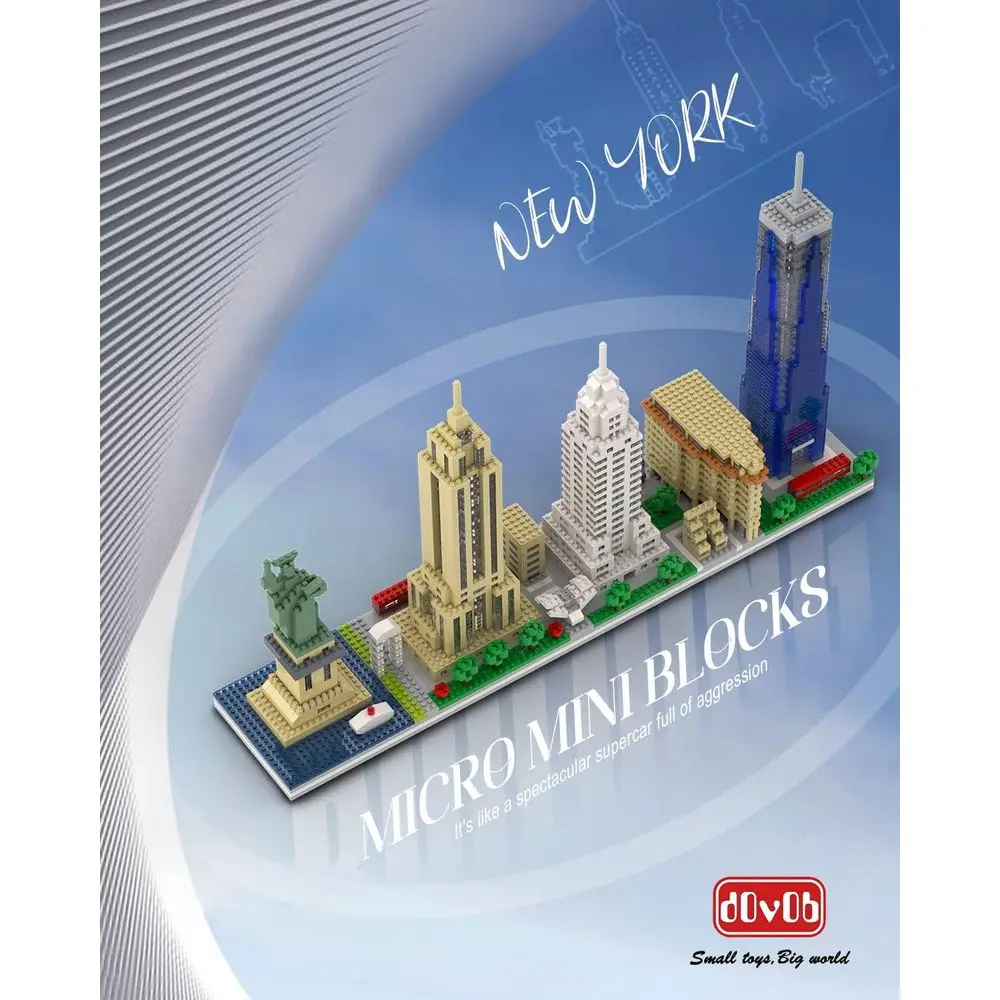 Kit di costruzione micro mini blocchi New York Skyline, 3048 pezzi, modello puzzle 3D per bambini e adulti