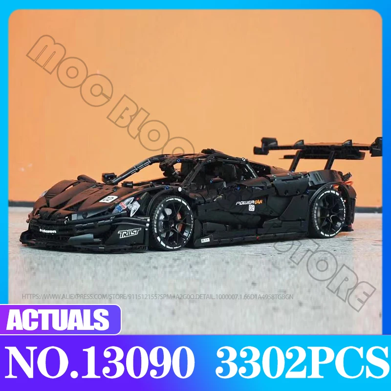 High-Tech Power Champions McLa P1 Hypercar Model 13090 Black Knight Racing Car Building Block Brick Children MOC Toys Gifts