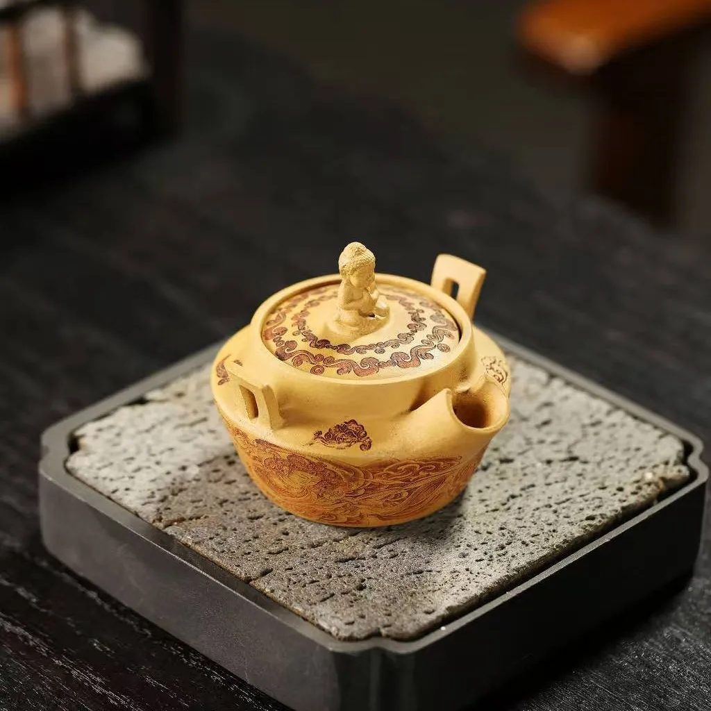 High Quality Real Yixing Jasaho Zisha Clay Teapot Yixing Purple Clay Pot Segment Mud Ruyi Pot Household Set Tea Pot 110cc