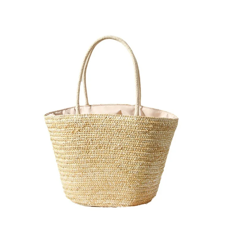 Straw Bag Women Handmade Embroidery Shoulder Tote Bag Weaving Seaside Vacation Beach Bag