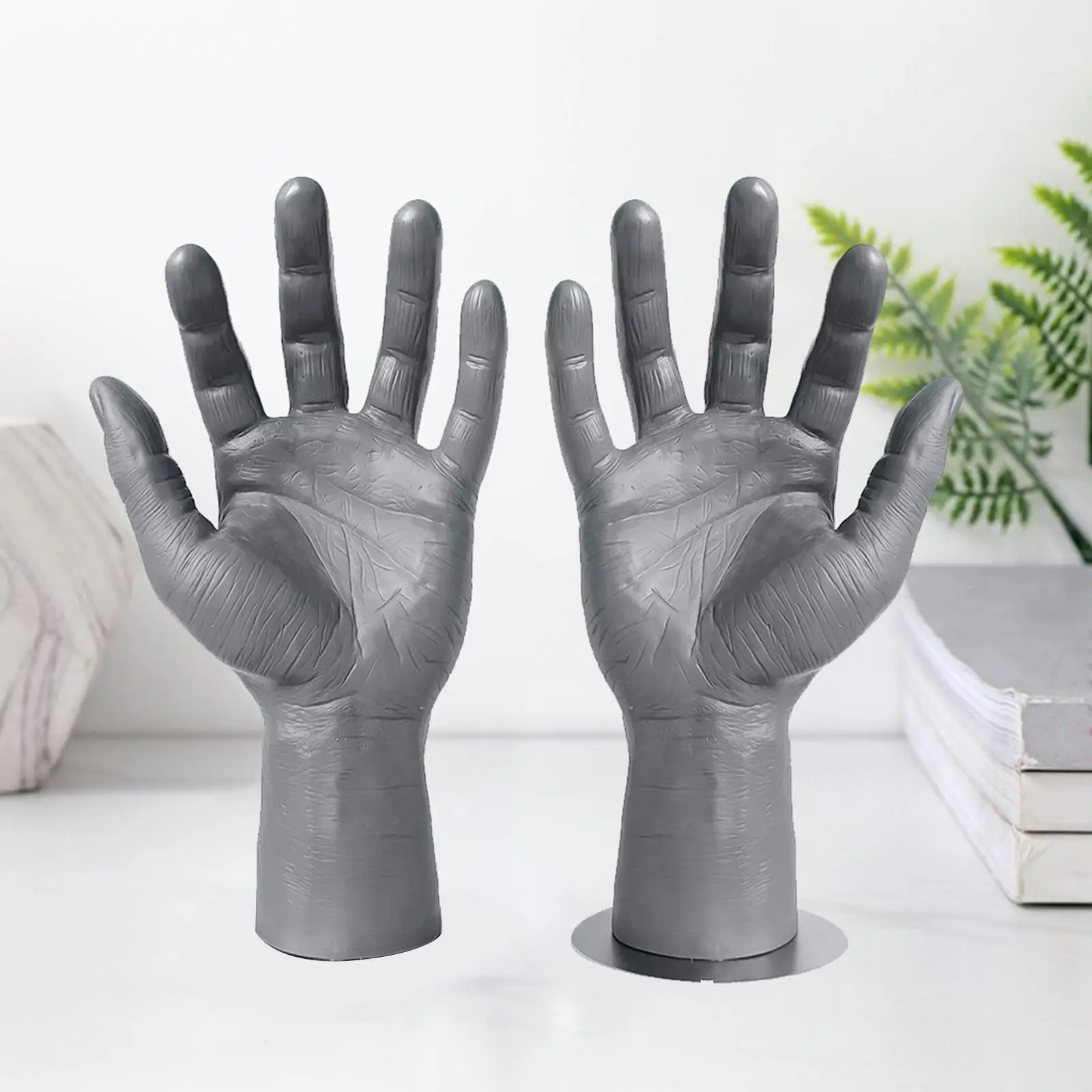 Realistic PVC Male Mannequin Left Hand Men\'s Hand Displays Jewelry Organizer Stand Holder, Showing for Home Decor Gray