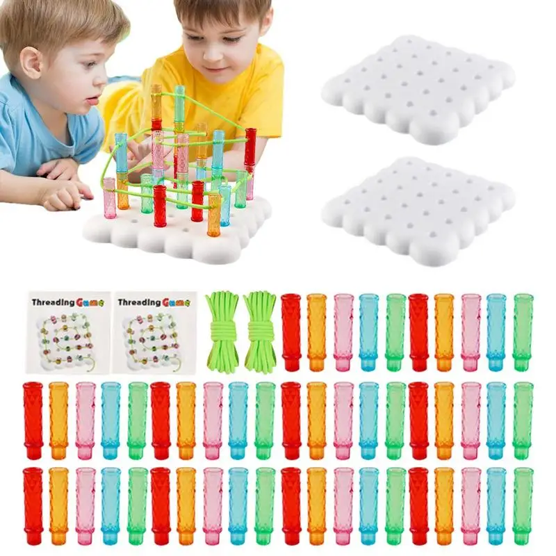 

Stringing Toys Stacking Board Game Two-player Battle Blocks Game For Calming Mood Problem-Solving Learning Counting Sensory