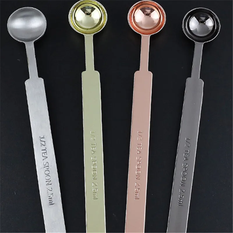 

1/4Pcs Kitchen Measuring Spoon for Coffee Container Long Handle Coffee Scoop 304 Stainless Steel Stackable Tablespoon