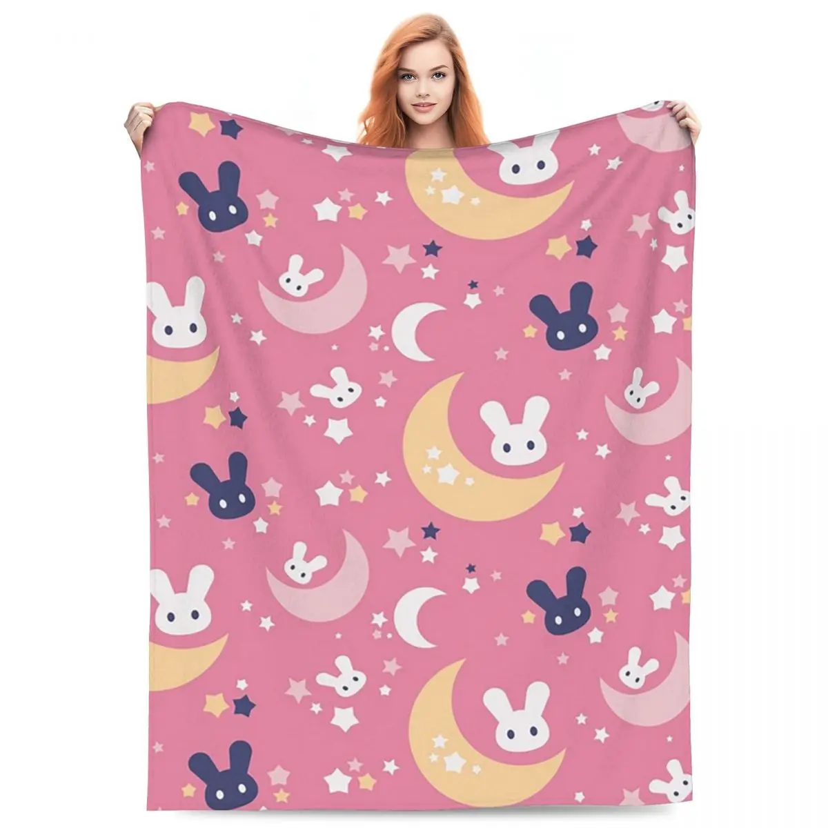 

Space Bunny Rabbits Pattern Blanket Flannel Sofa Throw Blanket Throw Blankets for Home Bedroom Office Throws Bedspread Quilt