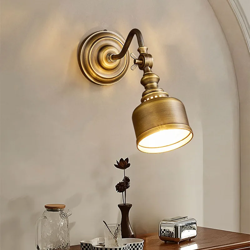 

Old Copper Wall Lamp Clear Glass Indoor Parlor Bedside Stairs Hotel Lighting Sconce Brass Dropshipping New Style