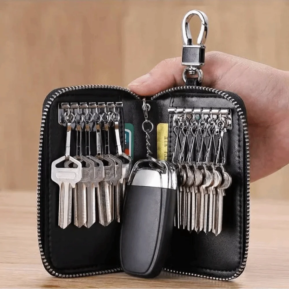Car Keychain Retro Car Key Wallet Waterproof Card Slot Key Storage Pouch Buckle Portable Key Organizer Business Use